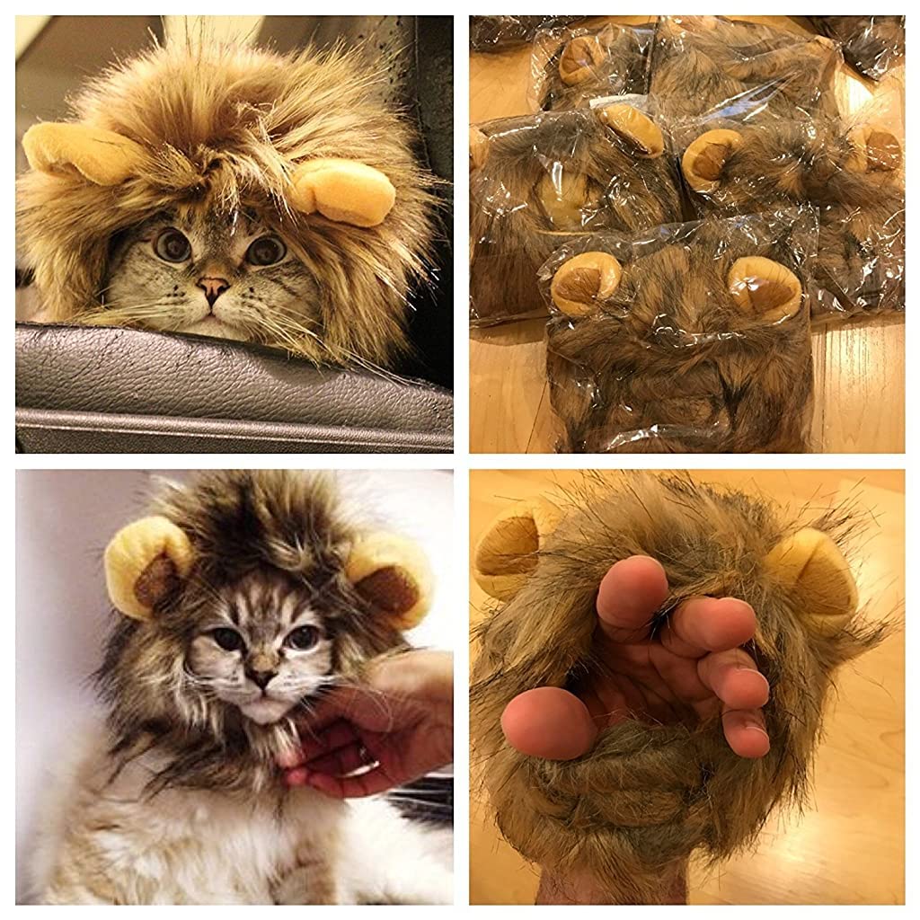 Qpets Dog Sweater Lion Mane Costume for Cat Wig for Cat Christmas Funny Headwear for Puppy, Kitten, Cat Festival Headwear Dog Sweaters Qpets Dog Sweater Lion Mane Costume for Cat Wig for Cat Christmas Funny Headwear for Puppy, Kitten, Cat Festival Headwear Dog Sweaters